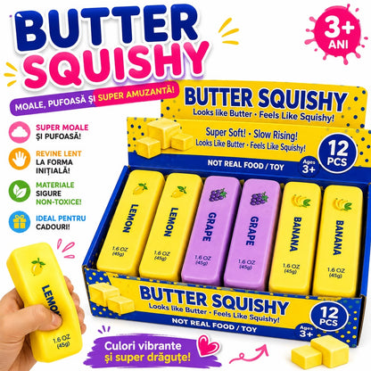 Jucărie Antistres Squishy Butter cu Fructe, 13 cm, Model Aleatoriu, Super Moale, Slow Rising