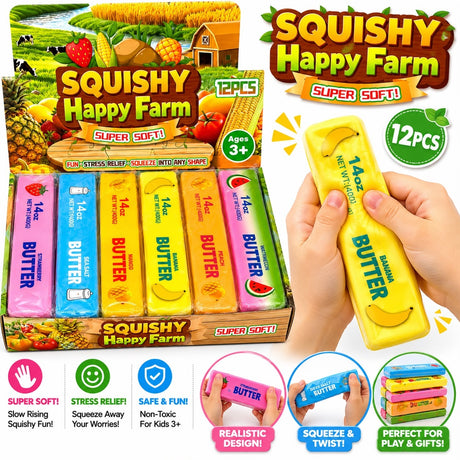 Jucărie Antistres Squishy Butter cu Fructe, 23 cm, Slow Rising, Model Aleatoriu