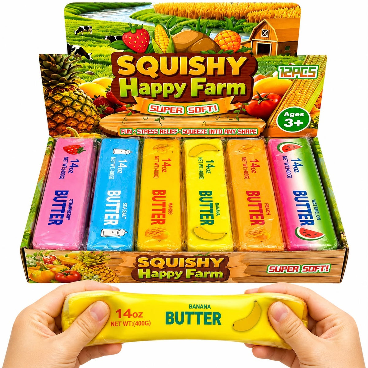 Jucărie Antistres Squishy Butter cu Fructe, 23 cm, Slow Rising, Model Aleatoriu