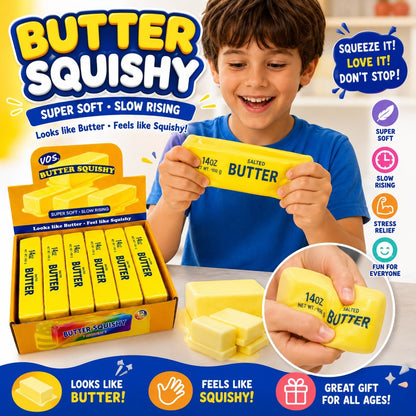 Jucărie Antistres Squishy Butter Galben, 23cm Slow Rising, Super Soft, Model Unt, Relaxare