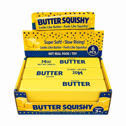 Jucărie Antistres Squishy Butter Gigant Galben 23cm, Super Moale și Elastică, 3+ Ani