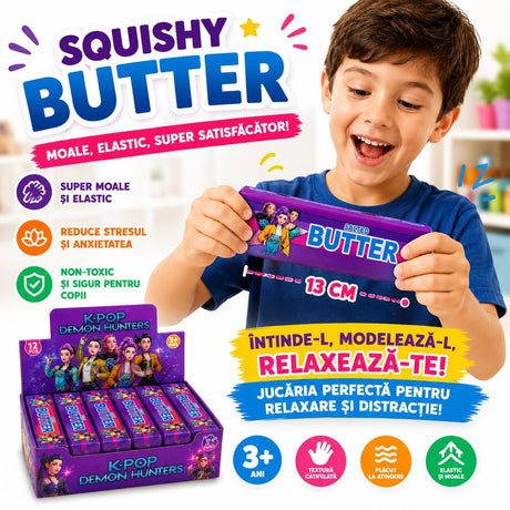 Jucărie Antistres Squishy Butter Mov, Model Aleatoriu, 13 cm, Super Moale și Elastică