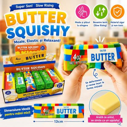 Jucărie Antistres Squishy Butter Multicolor 13 cm – Slow Rising, Moale și Elastică pentru Copii și Adulți