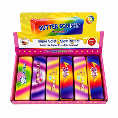 Jucărie Antistres Squishy Butter Multicolor, 13 cm, Slow Rising, Super Moale, Model Aleatoriu