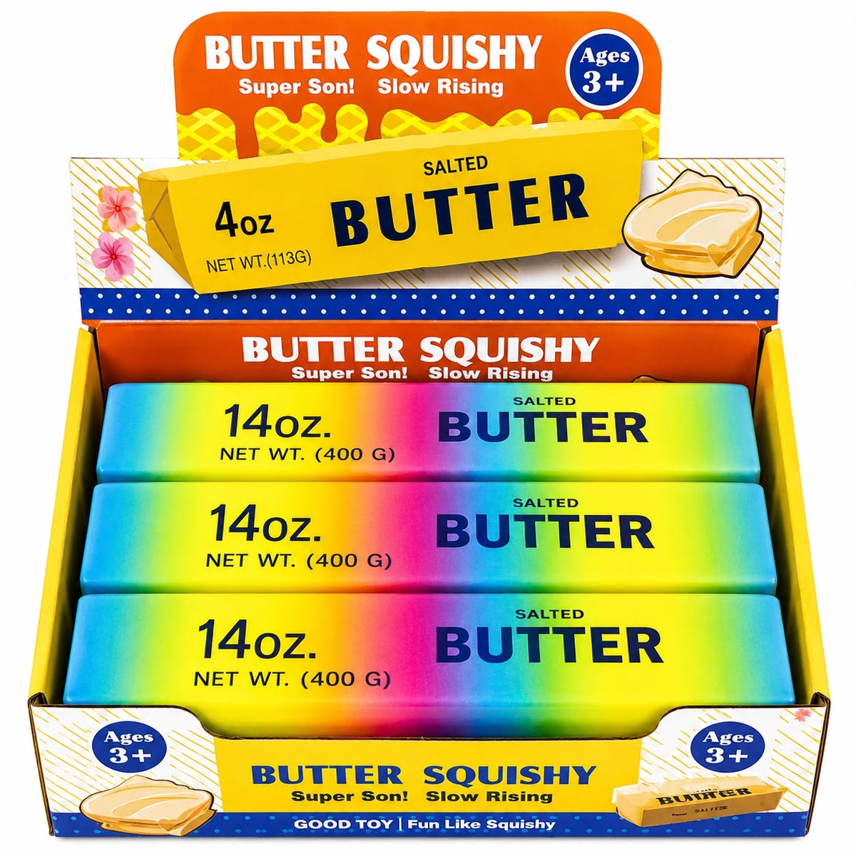Jucărie Antistres Squishy Butter Multicolor Slow Rising, 23 x 4 cm, Super Moale și Elastică