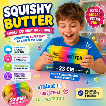 Jucărie Antistres Squishy Butter Multicolor Slow Rising, 23 x 4 cm, Super Moale și Elastică