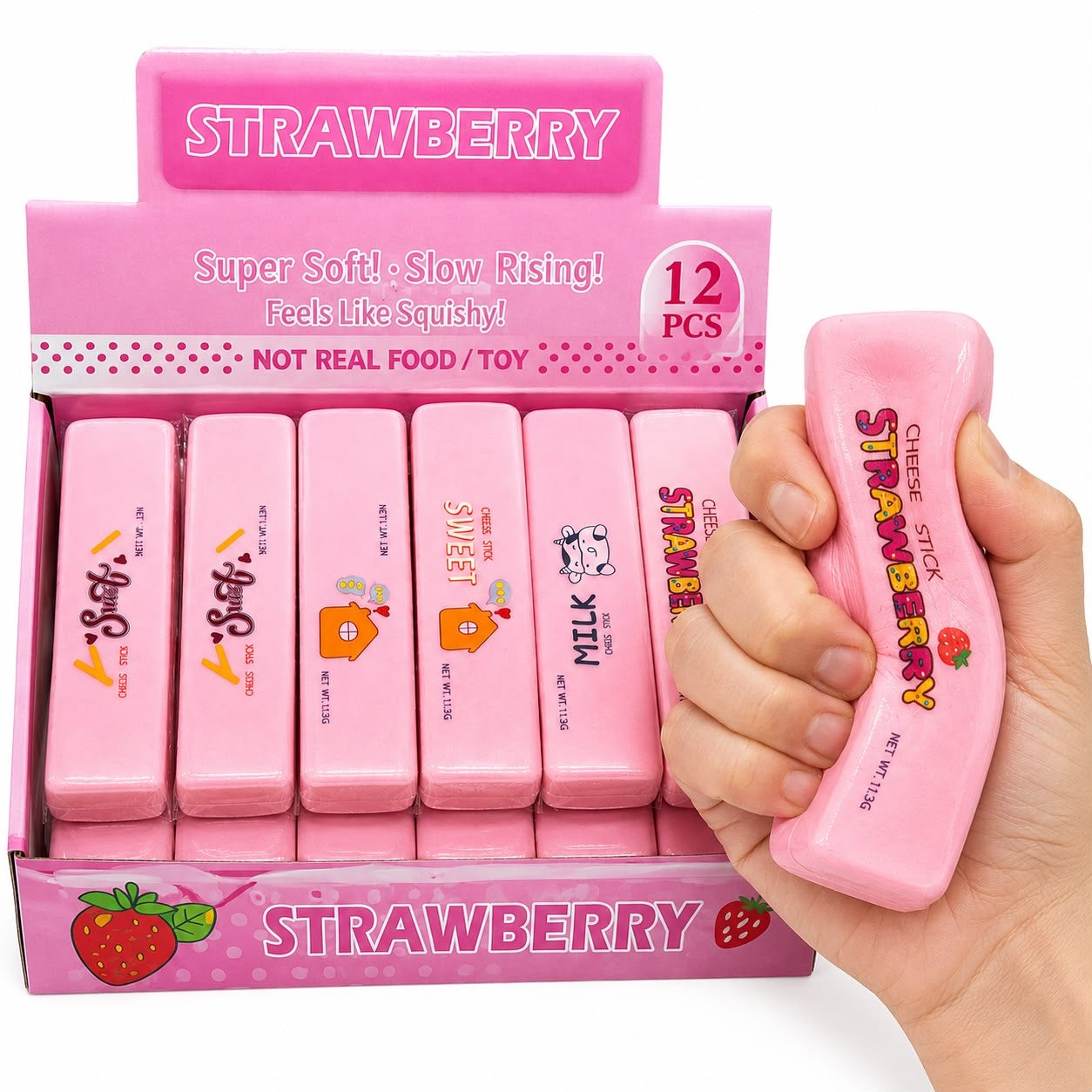 Jucărie Antistres Squishy Butter Roz, 13 cm, Moale și Elastică, Slow Rising