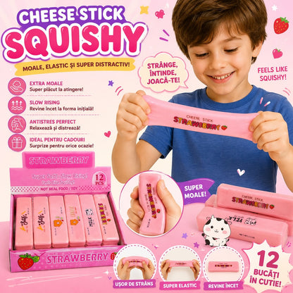 Jucărie Antistres Squishy Butter Roz, 13 cm, Moale și Elastică, Slow Rising