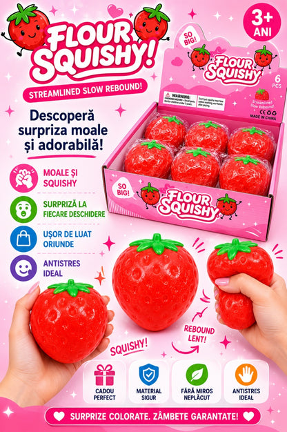 Jucărie Antistres Squishy Căpșună Gigant, Super Moale și Elastică, Model Squeeze Strawberry