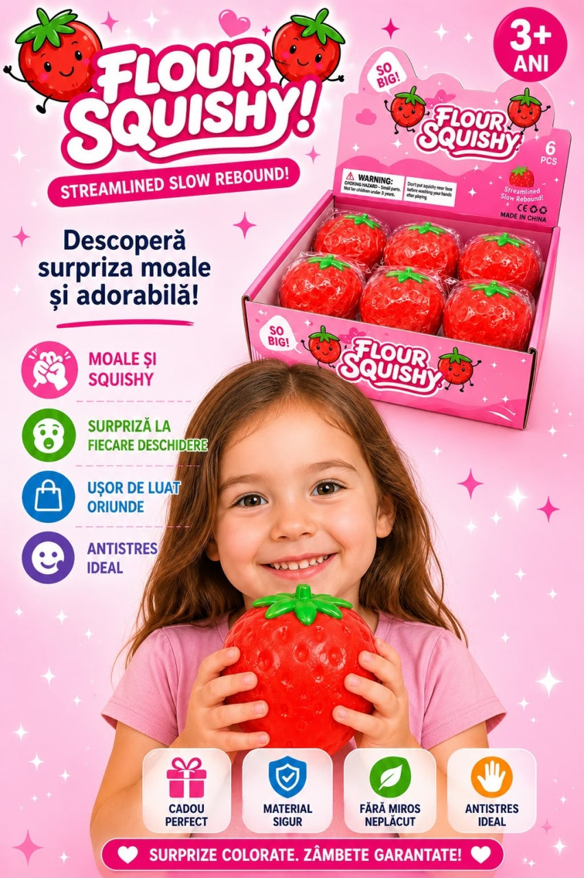 Jucărie Antistres Squishy Căpșună Gigant, Super Moale și Elastică, Model Squeeze Strawberry