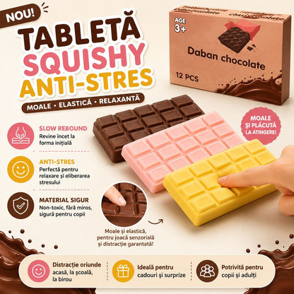 Jucărie Antistres Squishy Ciocolată, Slow Rebound, Moale și Elastică, Tabletă Ciocolată Senzorială