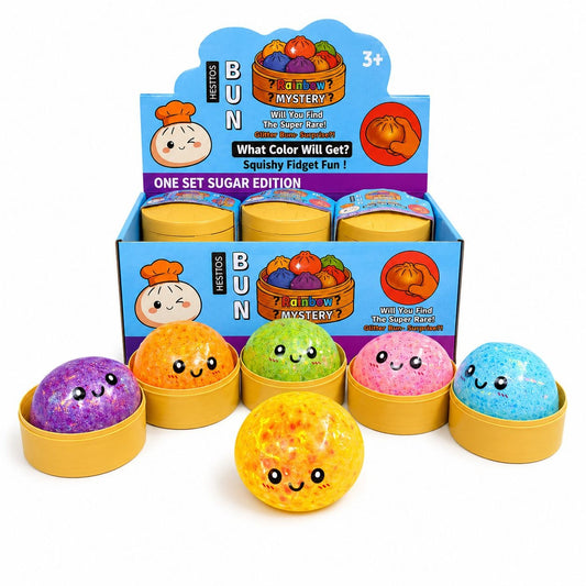 Jucărie Antistres Squishy cu Lumini LED, Sclipici și Bile Gel 8,5 cm – Surpriză Colorată pentru Copii