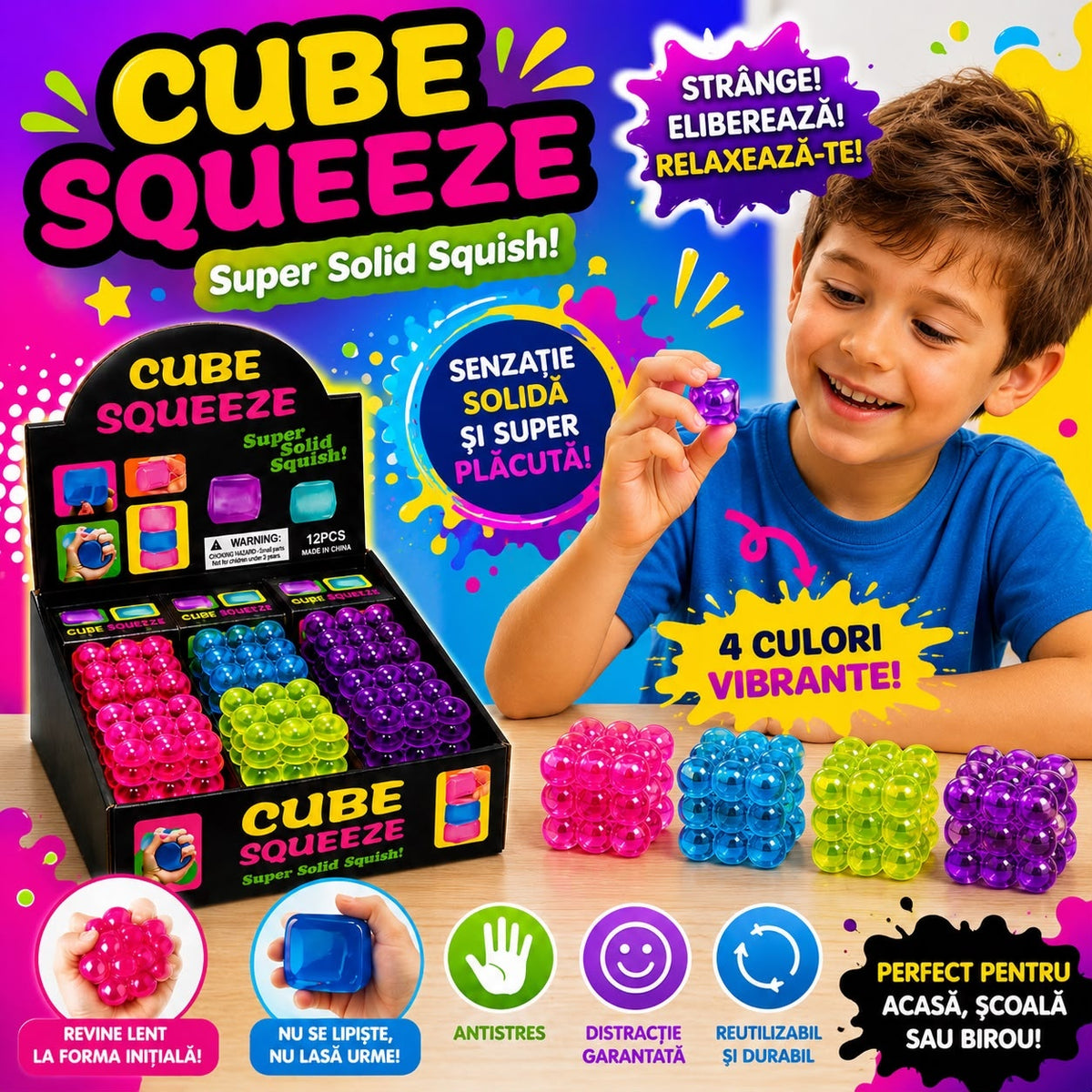 Jucărie Antistres Squishy Cub Bubble, Moale și Elastică, Slow Rising, Model Aleatoriu