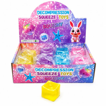 Jucărie Antistres Squishy Cub Colorat, 4cm – Cub Elastic și Moale pentru Relaxare, 3+ Ani
