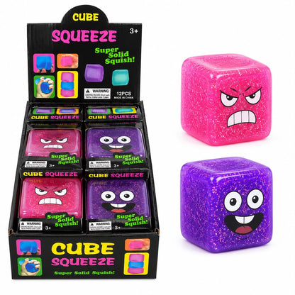 Jucărie Antistres Squishy Cub cu Fețe Amuzante și Sclipici, Slow Rising, Culoare și Model Aleatoriu, 3+ Ani