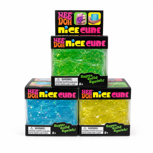 Jucărie Antistres Squishy Cub cu Sclipici Nice Cube, Model Aleatoriu, Elastic și Relaxant
