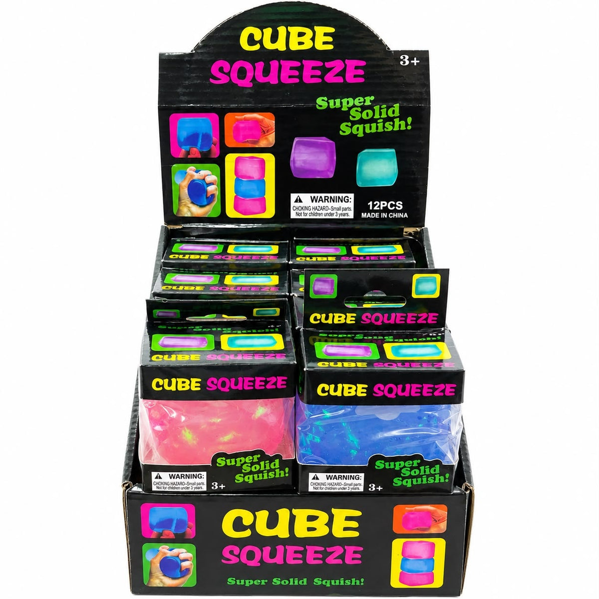 Jucărie Antistres Squishy Cub cu Sclipici Reflectorizant – Cube Squeeze, Moale, Elastică, Fidget Toy, 6 cm