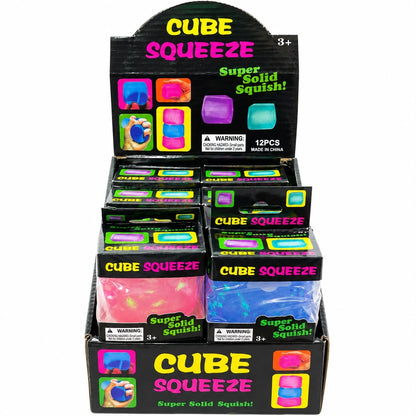 Jucărie Antistres Squishy Cub cu Sclipici Reflectorizant – Cube Squeeze, Moale, Elastică, Fidget Toy, 6 cm