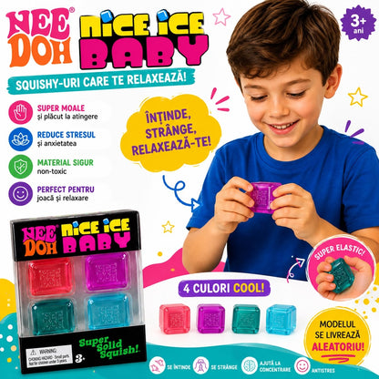 Jucărie Antistres Squishy Cub NeeDoh Nice Ice Baby 4 culori, Super Moale și Elastică