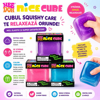 Jucărie Antistres Squishy Cub Nice Cube, Model Aleatoriu, Moale și Elastică