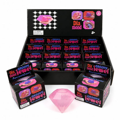 Jucarie antistres Squishy Diamond 6cm, moale cu sclipici, culoare aleatorie