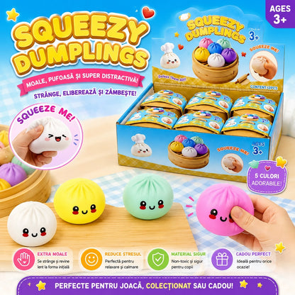 Jucărie Antistres Squishy Dumpling 8.5 cm cu Spumă în Interior – Extra Moale