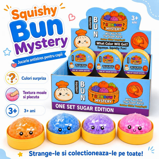 Jucărie Antistres Squishy Dumpling cu Bile din Gel Colorate 8,5 cm – Super Moale