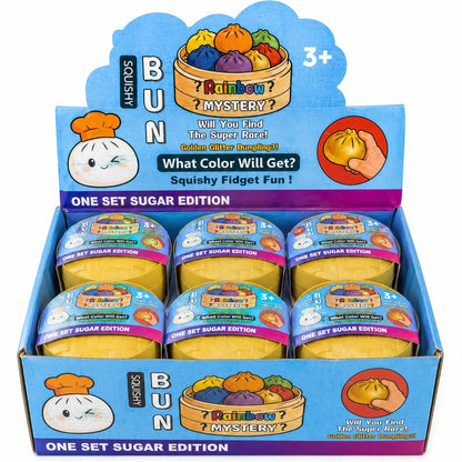 Jucărie Antistres Squishy Dumpling cu Bile din Gel și Inimioare Colorate, 8.5 cm