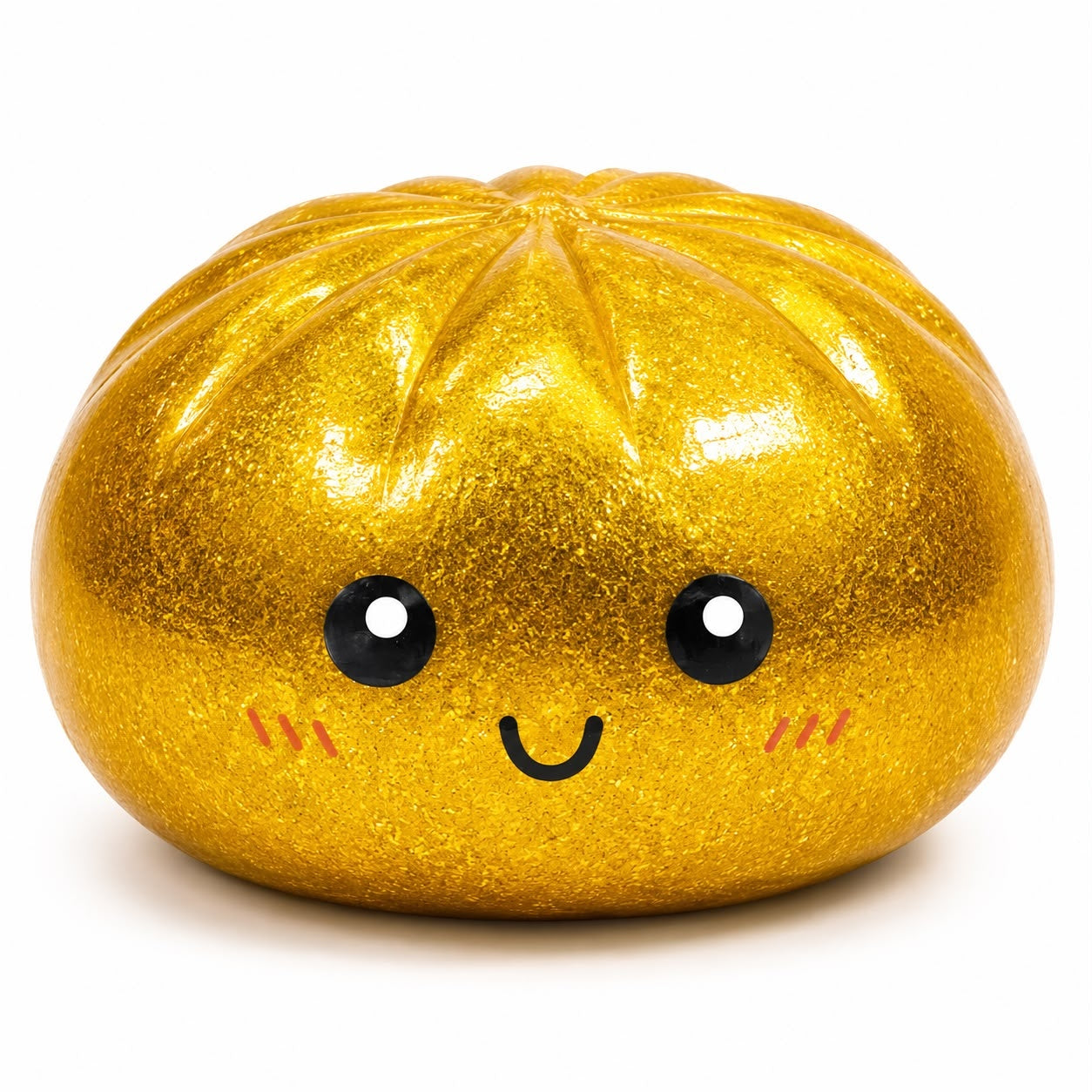 Jucărie Antistres Squishy Dumpling cu Bile din Gel și Sclipici, Culori Metalice, 8.5 cm