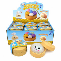 Jucărie Antistres Squishy Dumpling cu Bile Gel Colorate Mici, 8 cm, Surpriză Colorată