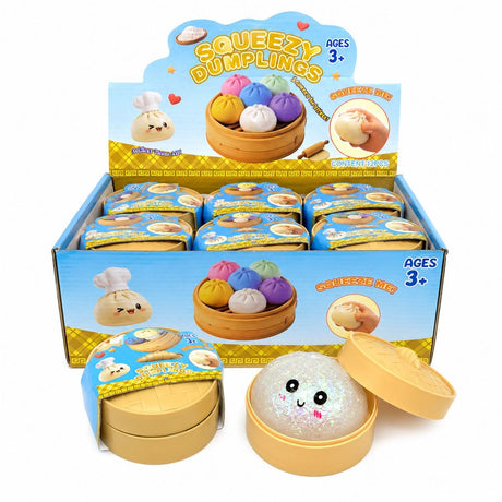 Jucărie Antistres Squishy Dumpling cu Bile Gel Colorate Mici, 8 cm, Surpriză Colorată