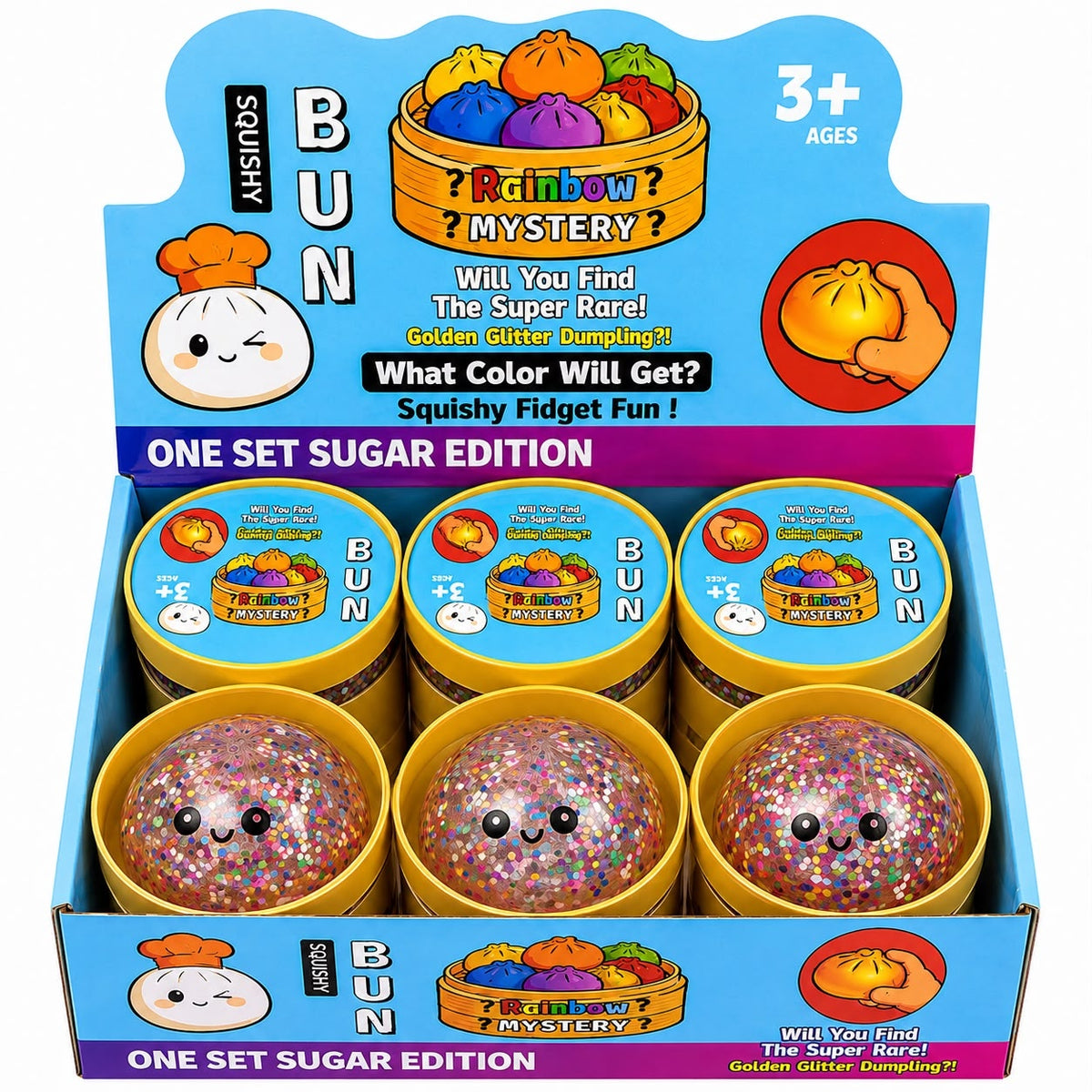 Jucărie Antistres Squishy Dumpling cu Gel și Confetti, 8,5 cm, Model Aleatoriu