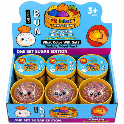 Jucărie Antistres Squishy Dumpling cu Gel și Confetti, 8,5 cm, Model Aleatoriu