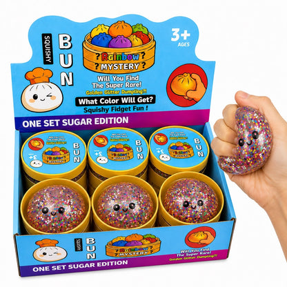 Jucărie Antistres Squishy Dumpling cu Gel și Confetti, 8,5 cm, Model Aleatoriu