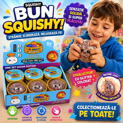 Jucărie Antistres Squishy Dumpling cu Gel și Confetti, 8,5 cm, Model Aleatoriu