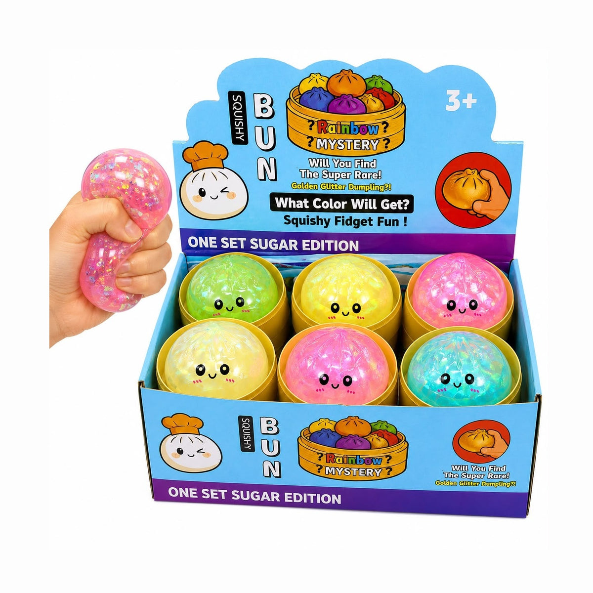 Jucărie Antistres Squishy Dumpling cu Gel și Efect Gheață, 8,5 cm, Model Aleatoriu