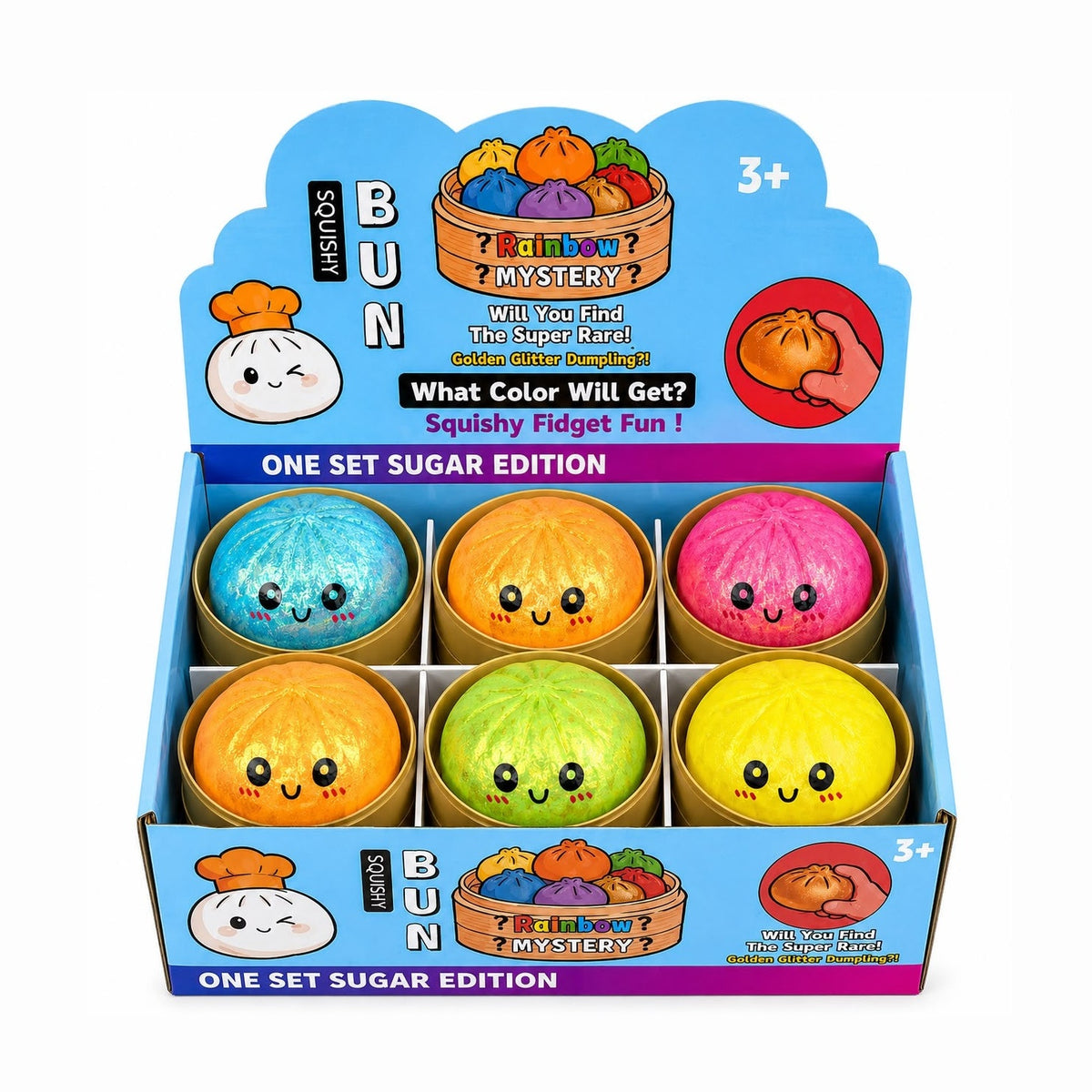 Jucărie Antistres Squishy Dumpling cu Gel și Sclipici, 8.5 cm, Model Aleatoriu, Moale și Elastică