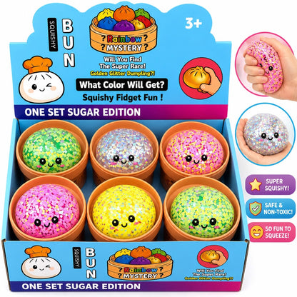 Jucărie Antistres Squishy Dumpling cu Inimioare și Bile din Gel, 8,5 cm, Model Aleatoriu