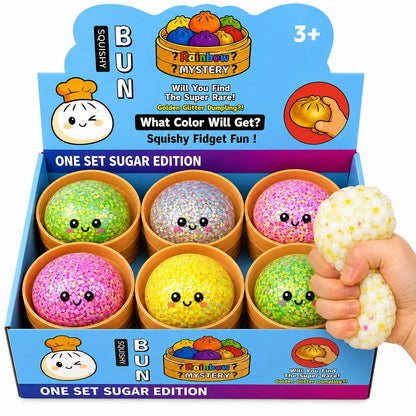 Jucărie Antistres Squishy Dumpling cu Inimioare și Bile din Gel, 8,5 cm, Model Aleatoriu