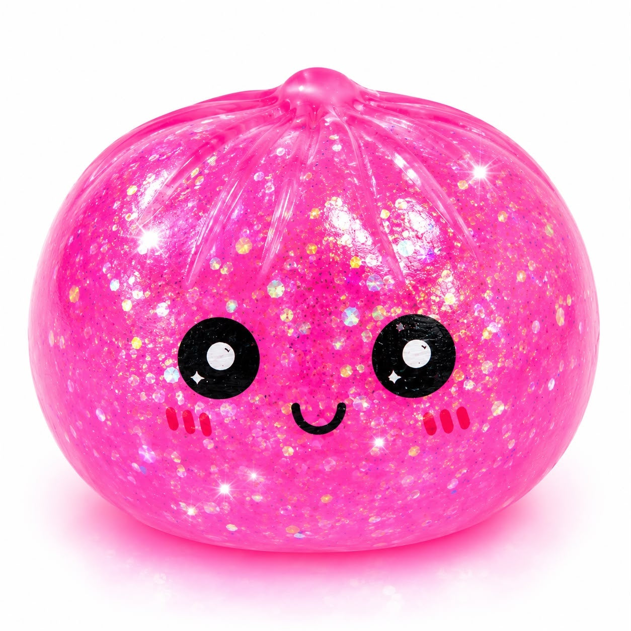 Jucărie Antistres Squishy Dumpling cu Lumini LED, Slime și Sclipici, 8,5 cm, Culoare Aleatorie
