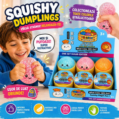 Jucărie Antistres Squishy Dumpling cu Sclipici și Bile de Gel, 8,5 cm, Model Aleatoriu