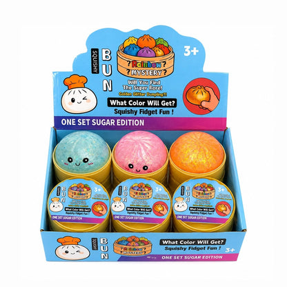 Jucărie Antistres Squishy Dumpling cu Sclipici și Bile de Gel, 8,5 cm, Model Aleatoriu
