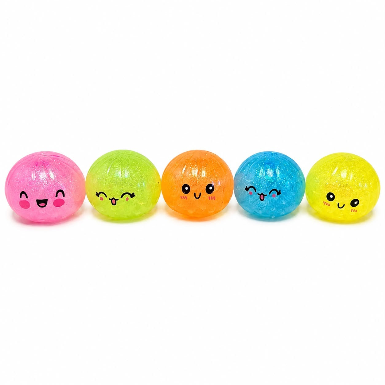 Jucărie Antistres Squishy Dumpling cu Sclipici și Bile din Gel, 5.5 cm – Minge Senzorială Elastică