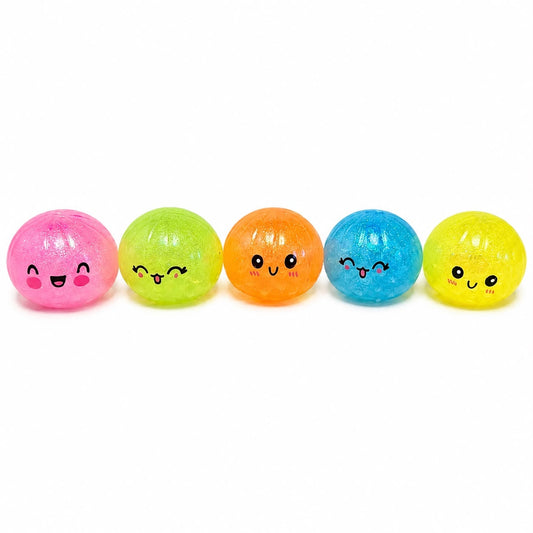 Jucărie Antistres Squishy Dumpling cu Sclipici și Bile din Gel, 5.5 cm – Minge Senzorială Elastică