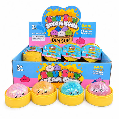 Jucărie Antistres Squishy Dumpling cu Sclipici și Bile din Gel 5,5 cm