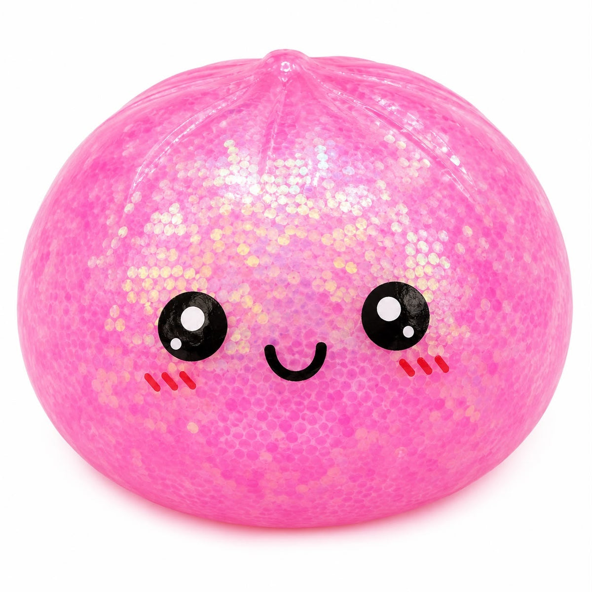 Jucărie Antistres Squishy Dumpling cu Sclipici și Bile din Gel Transparente, 8.5 cm – Moale, Elastică, Fidget Toy