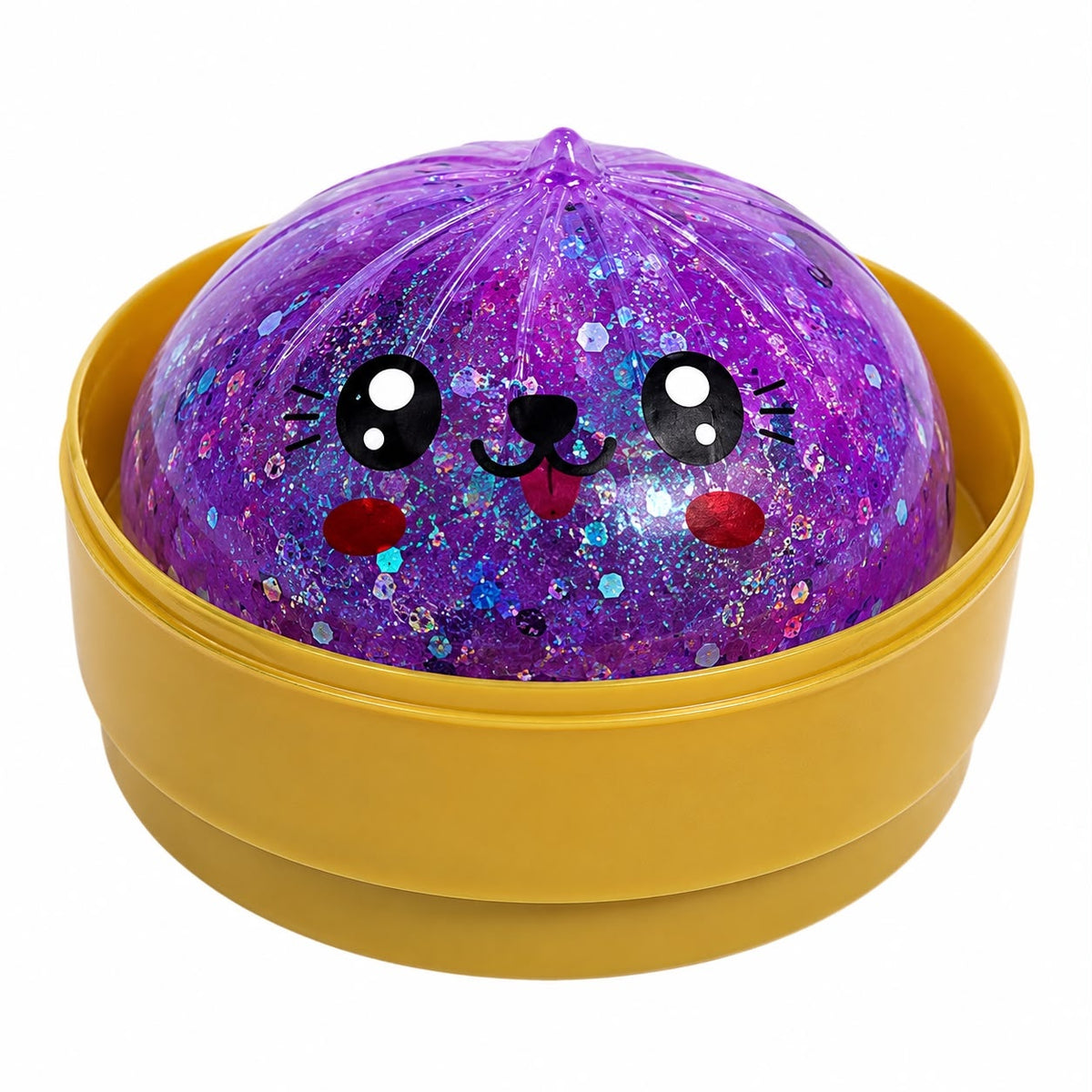 Jucărie Antistres Squishy Dumpling cu Slime și Lumini LED, 8.5 cm, cu Sclipici, Model Surpriză