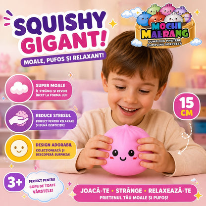 Jucărie Antistres Squishy Dumpling Gigant, 15 cm, cu Spumă în Interior, Model Aleatoriu