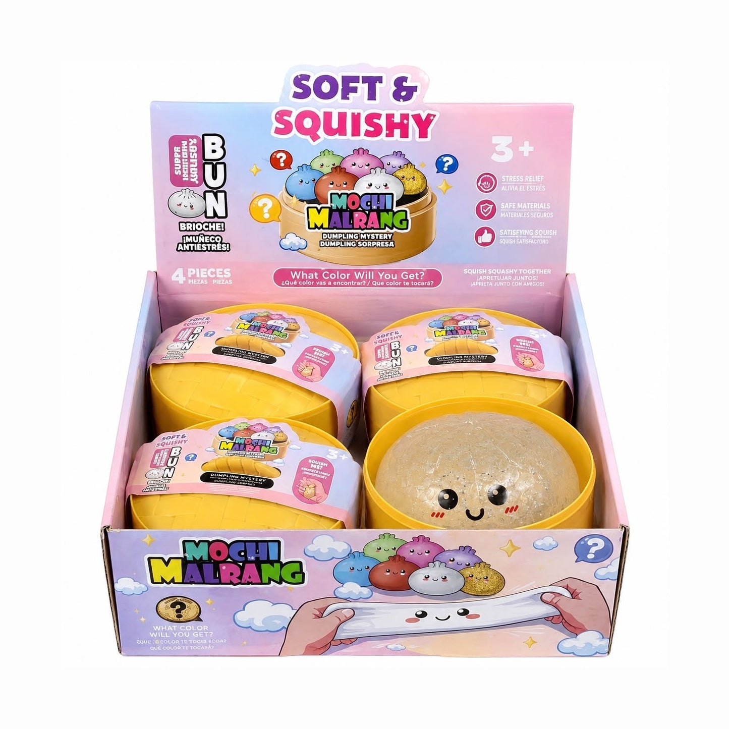 Jucărie Antistres Squishy Dumpling Gigant cu Gel și Sclipici, 15 cm, Super Elastică, Model Surpriză