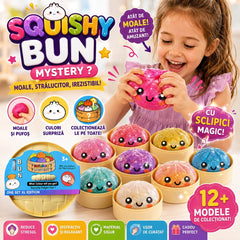 Jucărie Antistres Squishy Dumpling Gigant cu Sclipici și Bile din Gel, 15 cm, Culoare Aleatorie